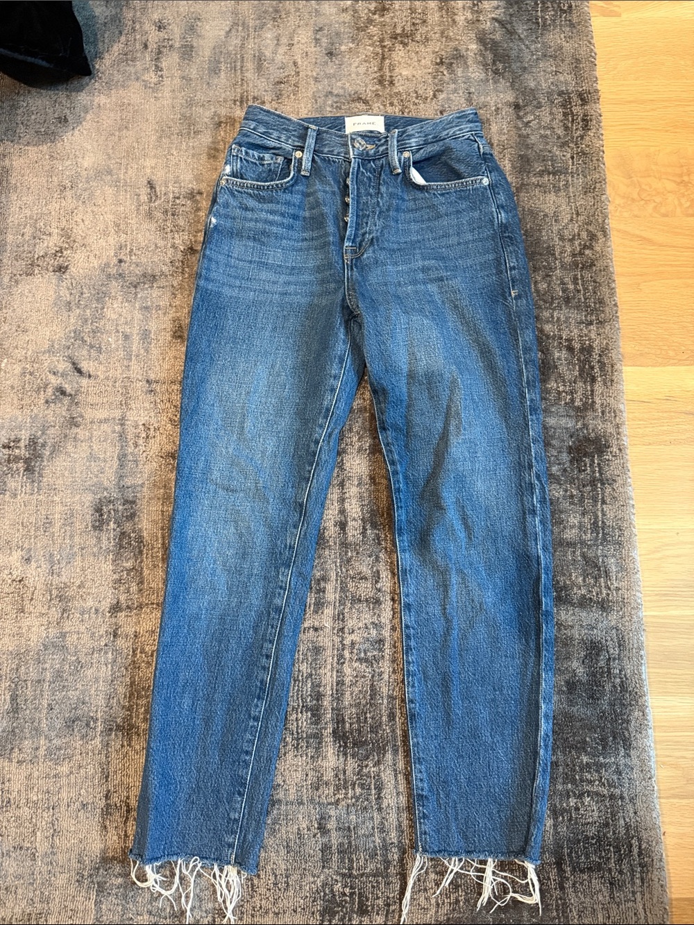 Frame le original High-Rise Blue Women’s Jeans - Raw Hem